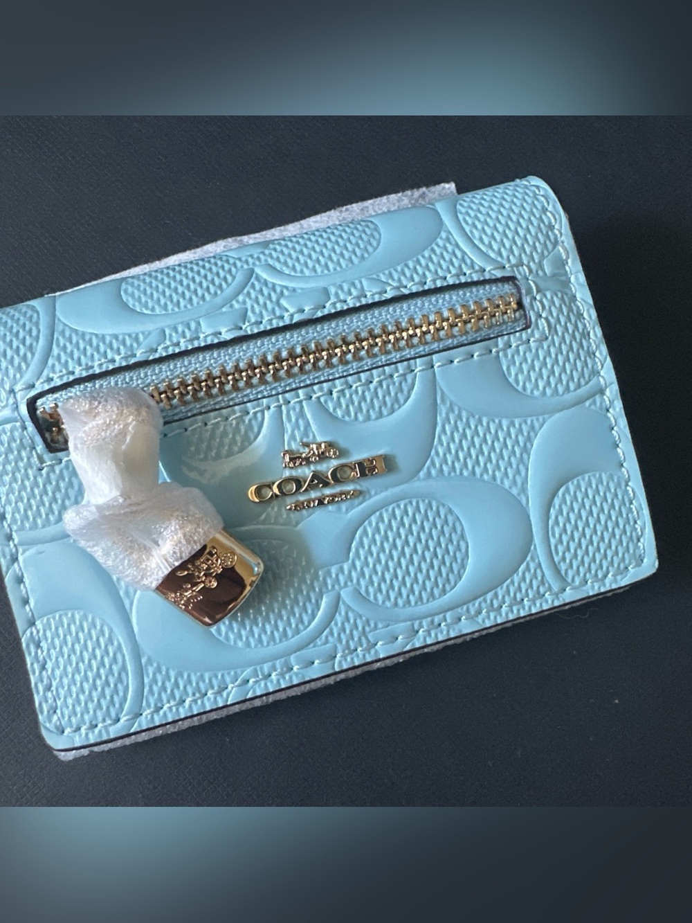 NWT Coach Card Case With Charm In Signature Leather - Picture 5 of 8